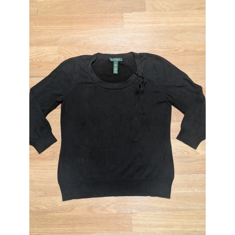 Lauren Ralph Lauren Women's Long Sleeve Casual Blouse, Black, Small